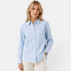 Valeniri | Women's Oxford Shirt Long Sleeve Loose Fit Cotton Blouse
