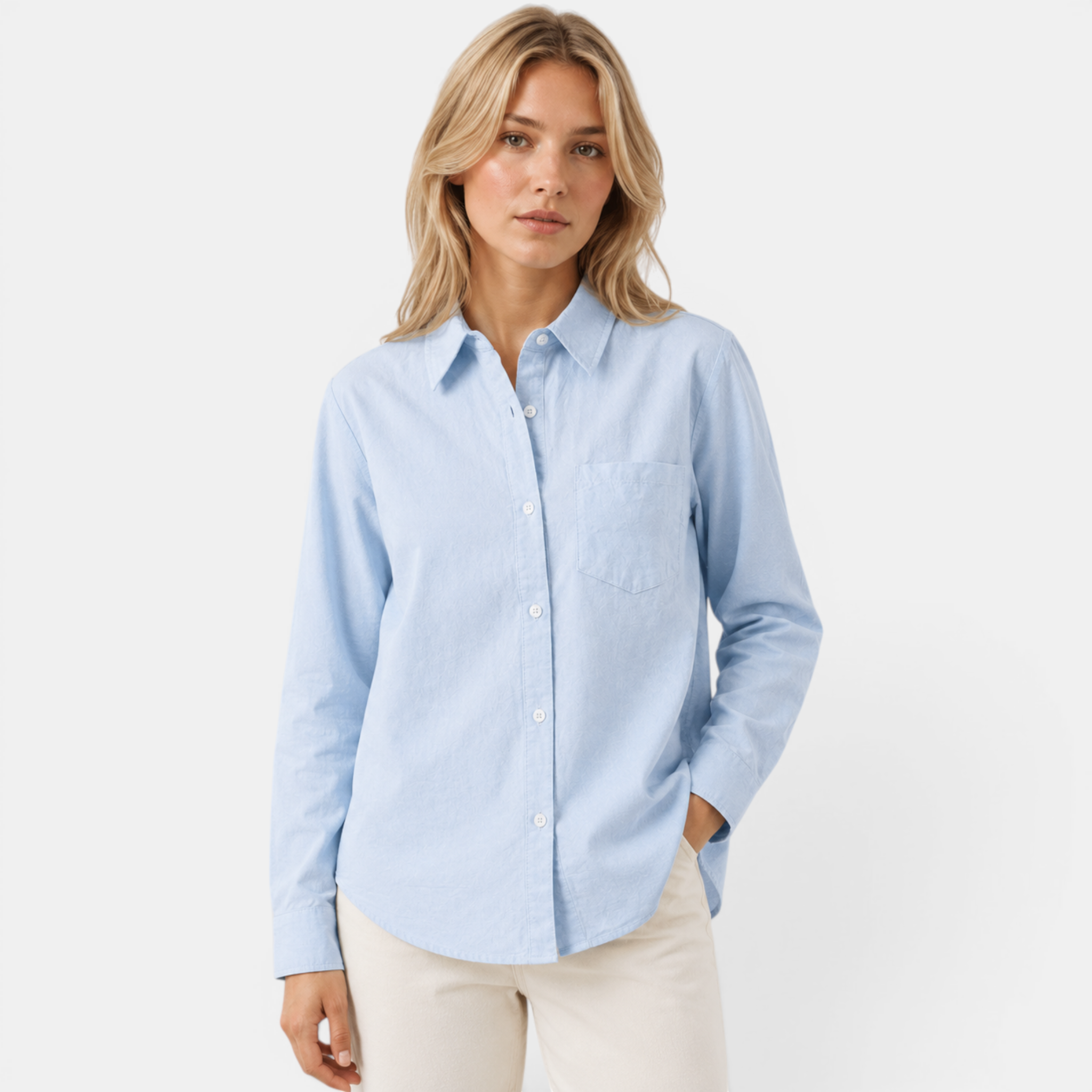 Valeniri | Women's Oxford Shirt Long Sleeve Loose Fit Cotton Blouse