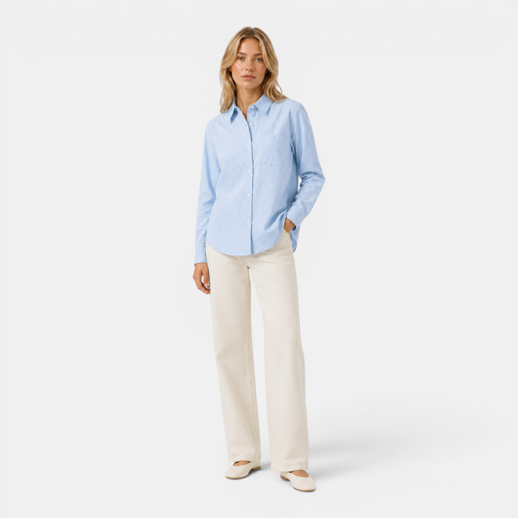 Valeniri | Women's Oxford Shirt Long Sleeve Loose Fit Cotton Blouse