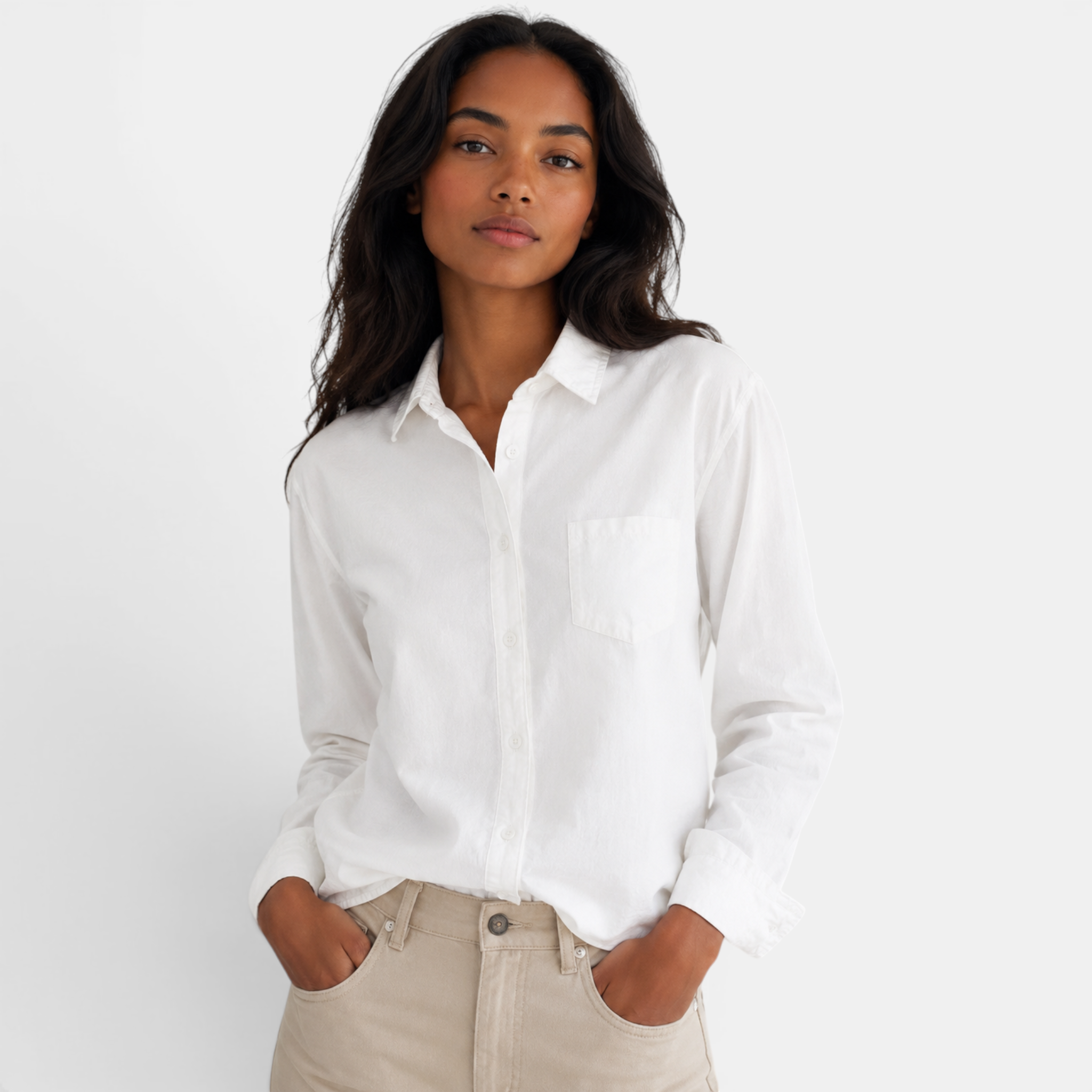Valeniri | Women's Oxford Shirt Long Sleeve Loose Fit Cotton Blouse