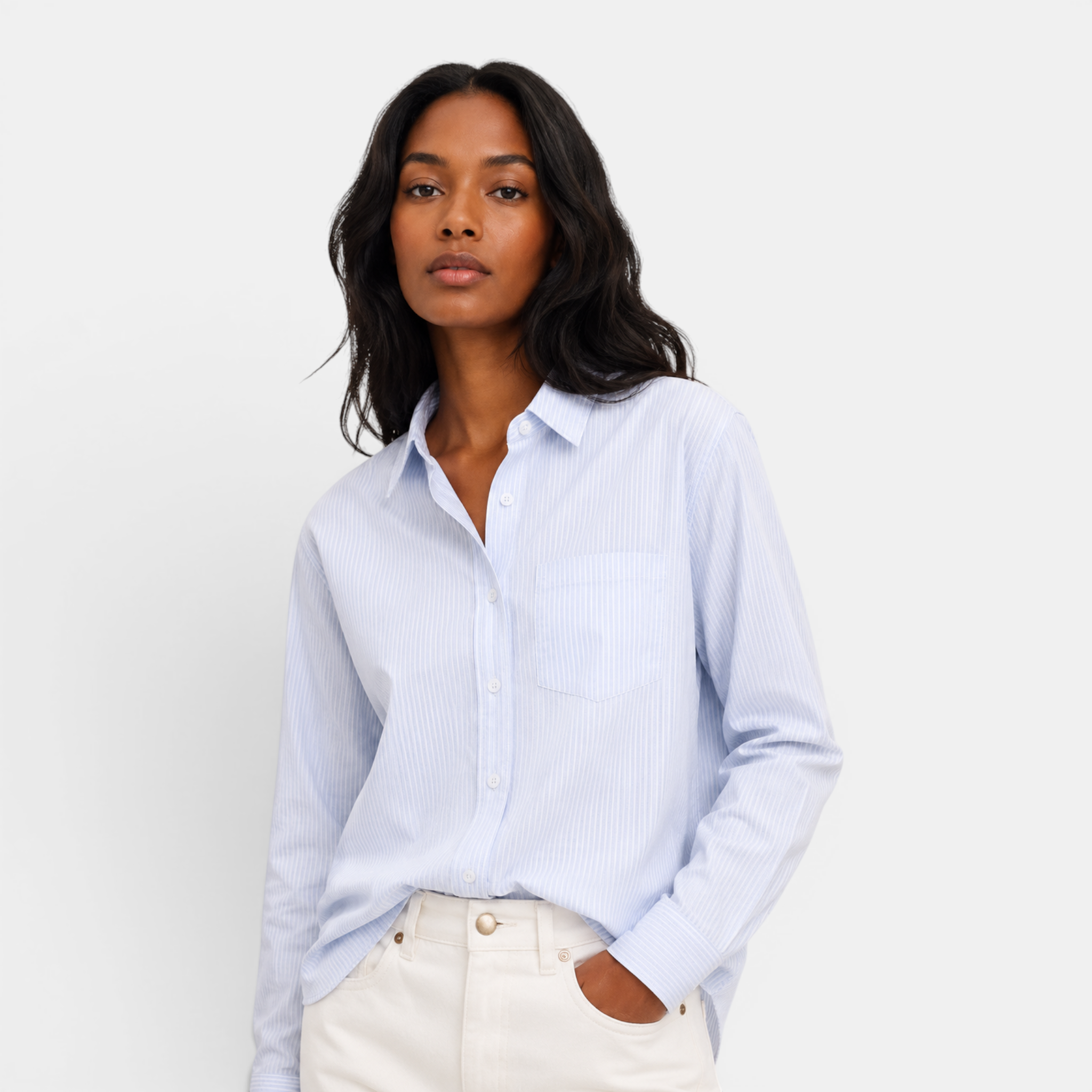 Valeniri | Women's Oxford Shirt Long Sleeve Loose Fit Cotton Blouse