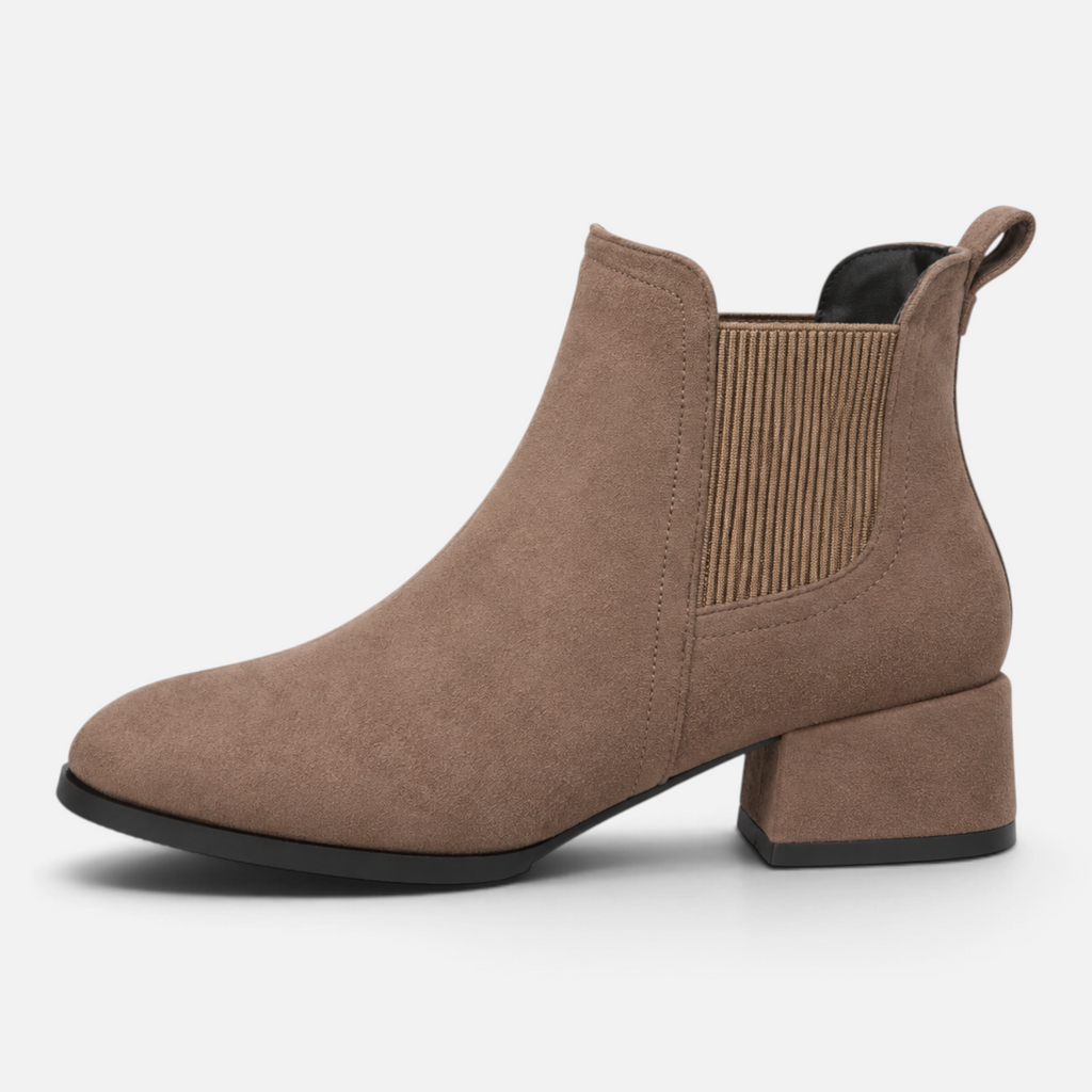 Valeniri | Women’s Suede Chelsea Ankle Boots – Mid Block Heel