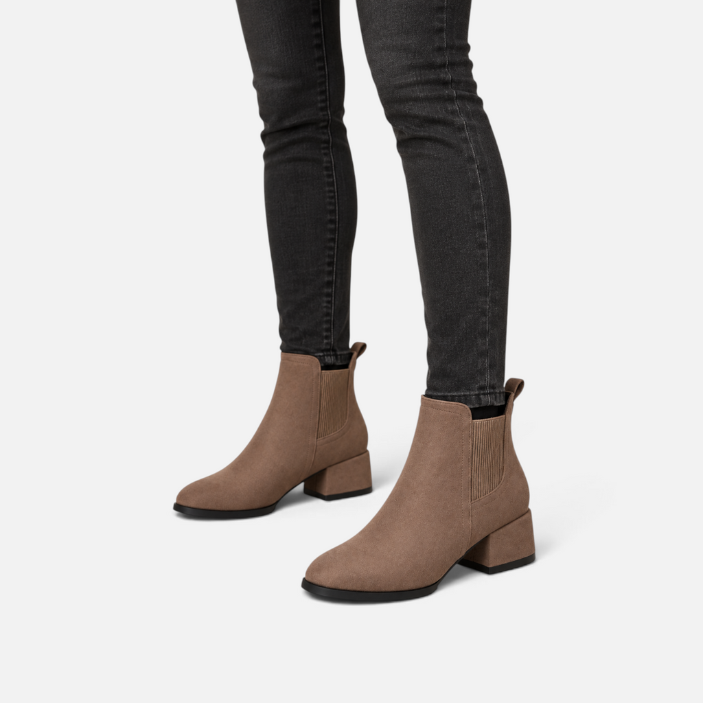 Valeniri | Women’s Suede Chelsea Ankle Boots – Mid Block Heel