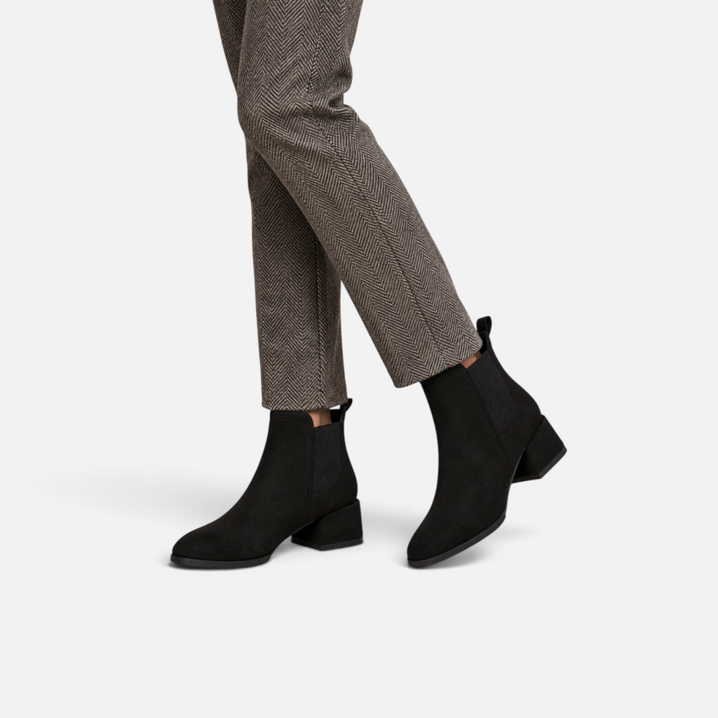 Valeniri | Women’s Suede Chelsea Ankle Boots – Mid Block Heel