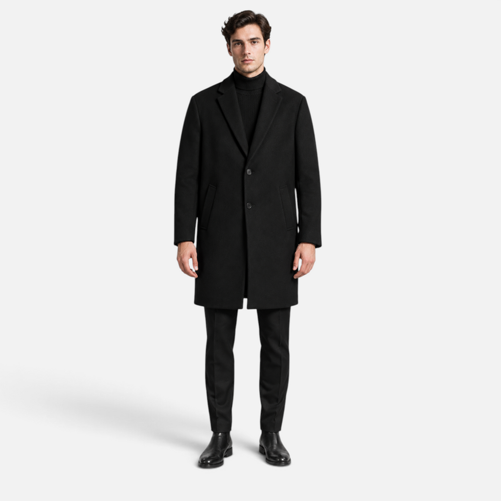 Valeniri | Men’s Long Overcoat – Single-Breasted Notch Lapel