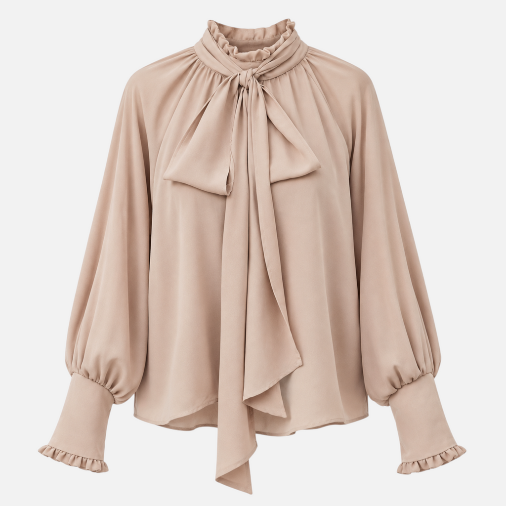 Valeniri | Women’s Pussy Bow Blouse – Tie-Neck Long Sleeve Top