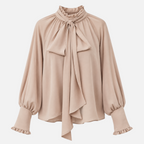 Valeniri | Women’s Pussy Bow Blouse – Tie-Neck Long Sleeve Top