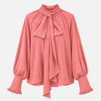 Valeniri | Women’s Pussy Bow Blouse – Tie-Neck Long Sleeve Top