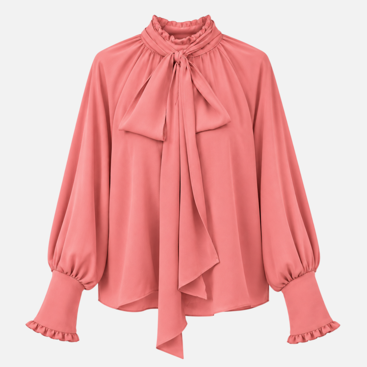 Valeniri | Women’s Pussy Bow Blouse – Tie-Neck Long Sleeve Top