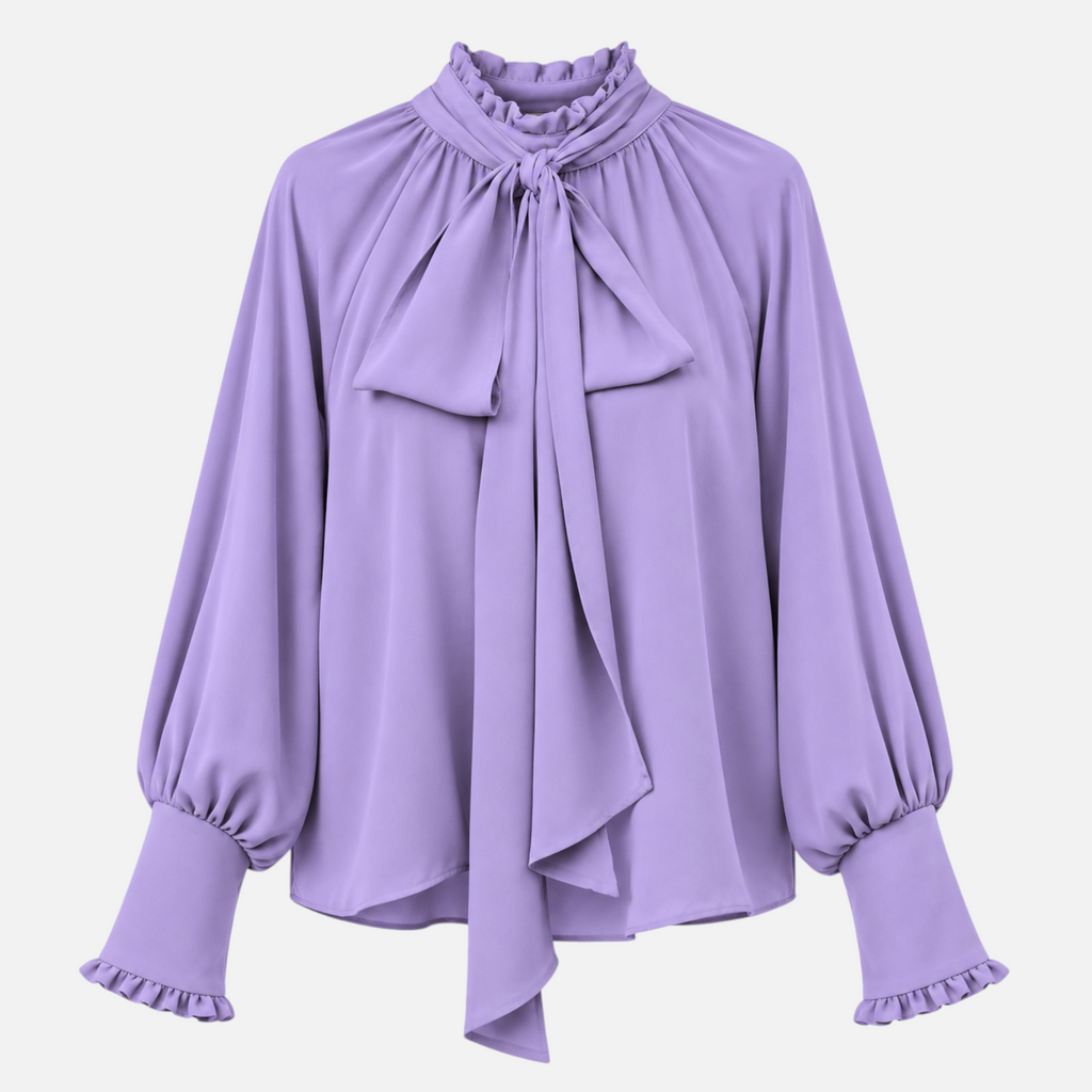 Valeniri | Women’s Pussy Bow Blouse – Tie-Neck Long Sleeve Top