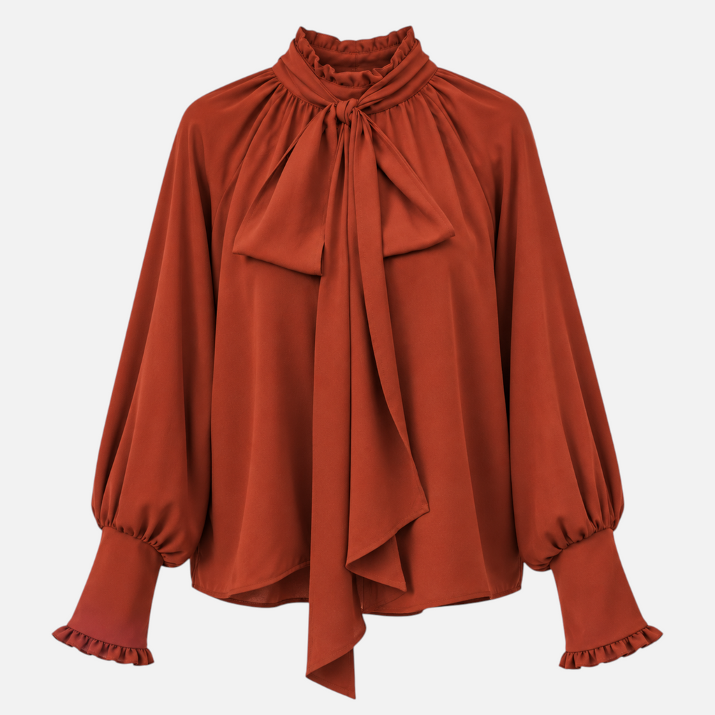 Valeniri | Women’s Pussy Bow Blouse – Tie-Neck Long Sleeve Top