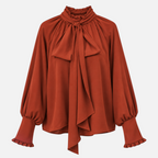 Valeniri | Women’s Pussy Bow Blouse – Tie-Neck Long Sleeve Top