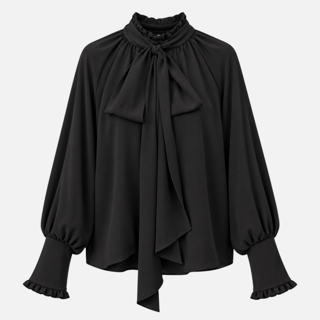 Valeniri | Women’s Pussy Bow Blouse – Tie-Neck Long Sleeve Top