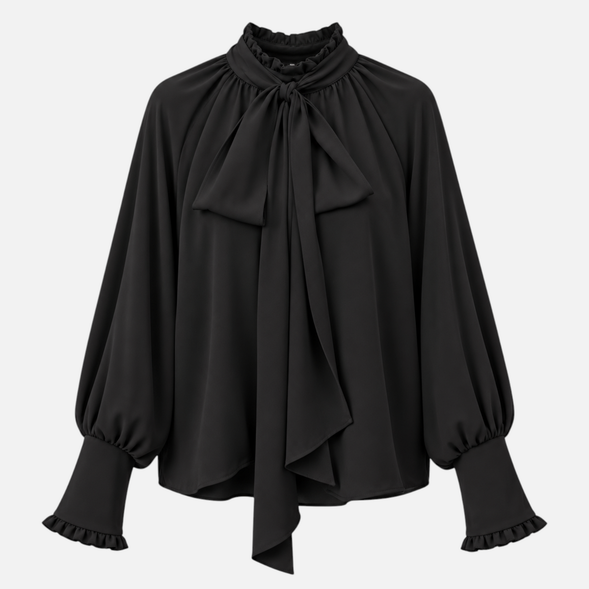 Valeniri | Women’s Pussy Bow Blouse – Tie-Neck Long Sleeve Top