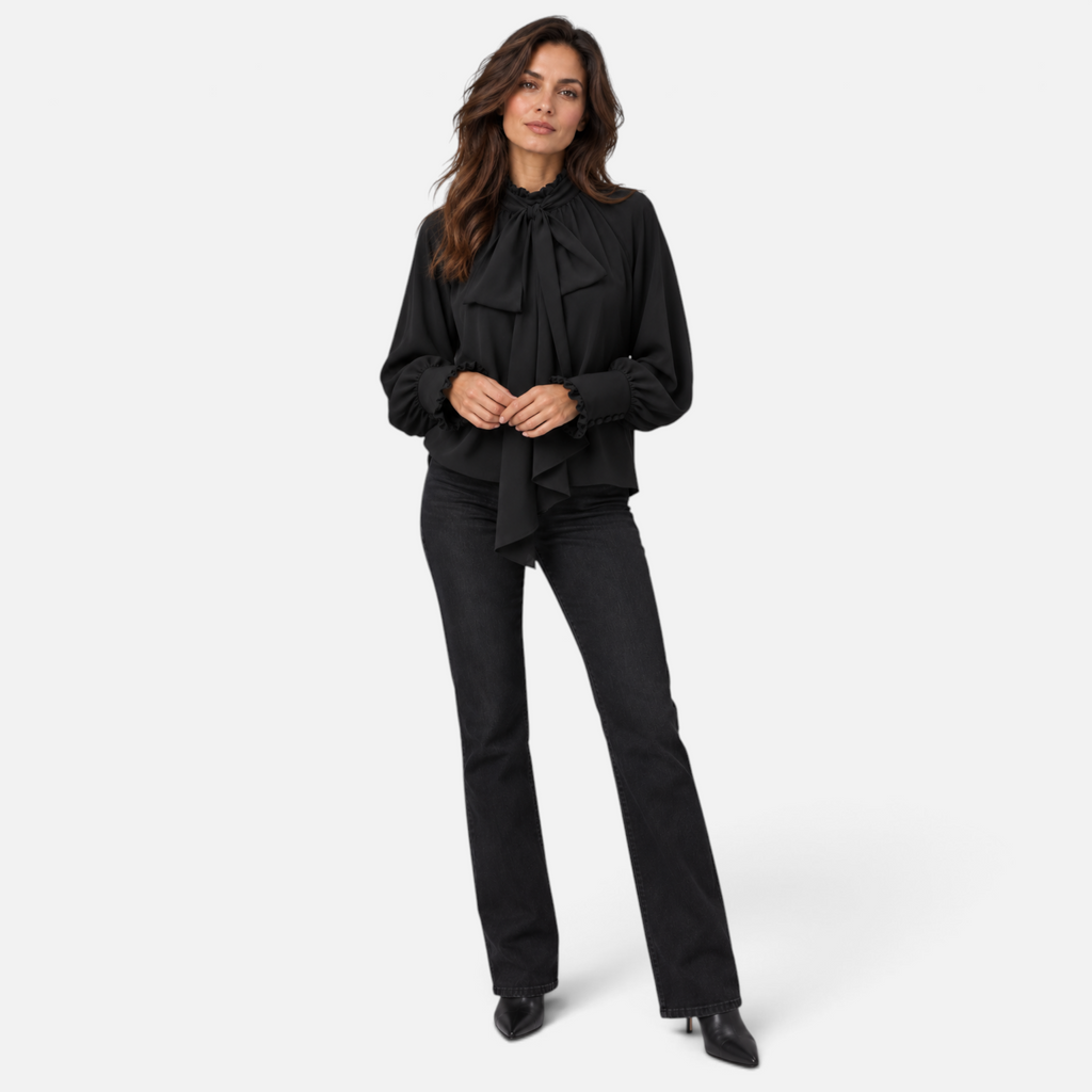 Valeniri | Women’s Pussy Bow Blouse – Tie-Neck Long Sleeve Top