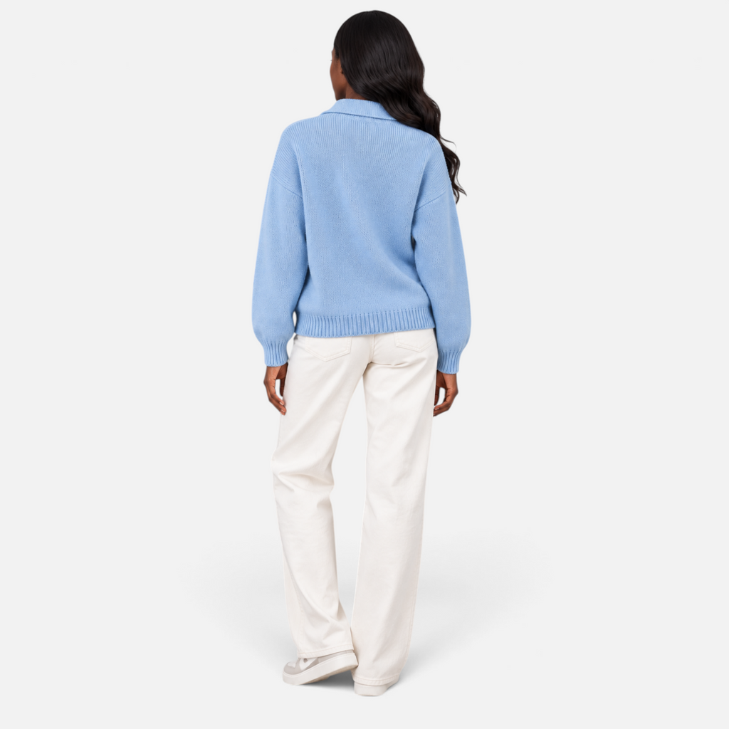 Valeniri | Women’s Knitted Polo Jumper – Collared Long Sleeve Sweater