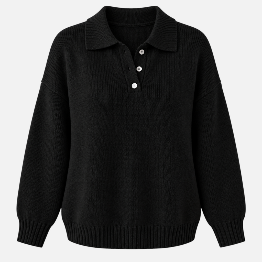 Valeniri | Women’s Knitted Polo Jumper – Collared Long Sleeve Sweater