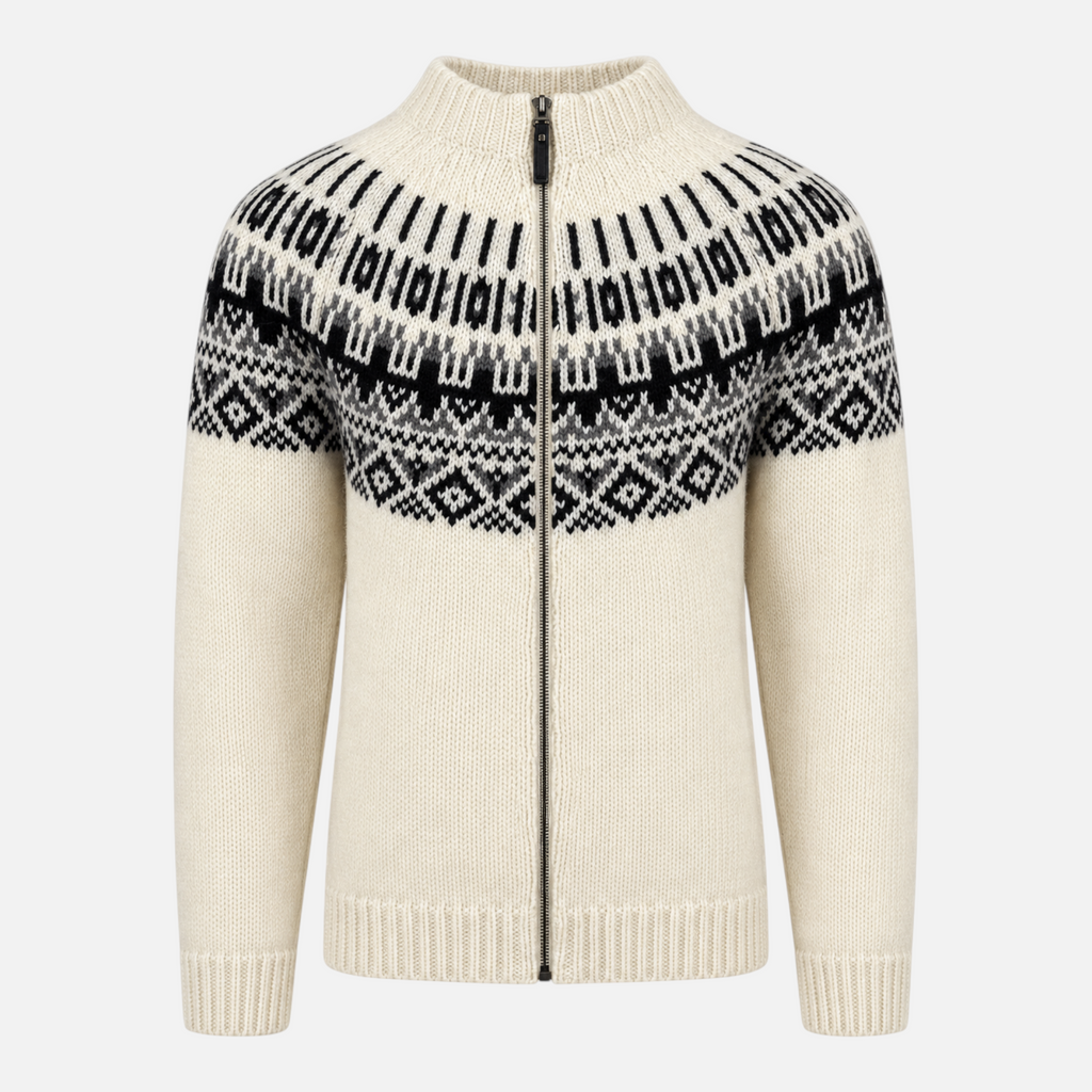 Valeniri | Men’s Fair Isle Knitted Cardigan – Nordic Full-Zip Jumper