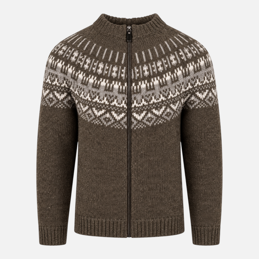 Valeniri | Men’s Fair Isle Knitted Cardigan – Nordic Full-Zip Jumper
