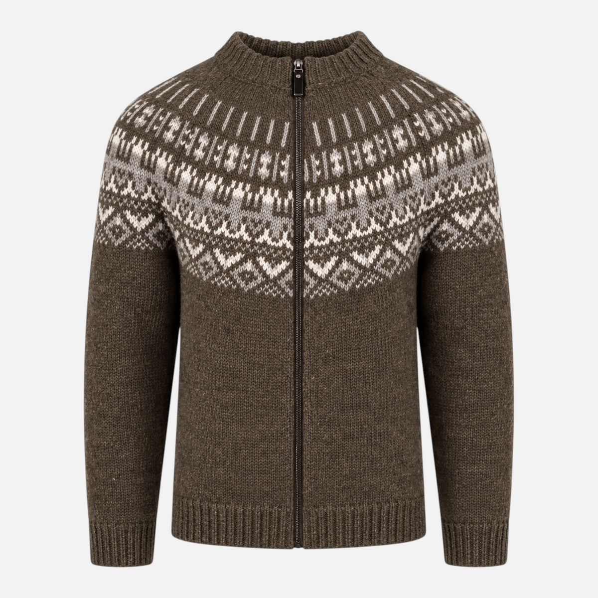 Valeniri | Men’s Fair Isle Knitted Cardigan – Nordic Full-Zip Jumper
