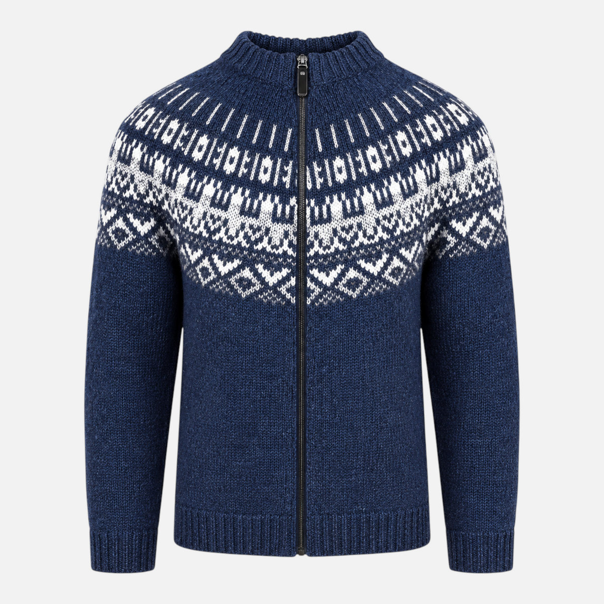 Valeniri | Men’s Fair Isle Knitted Cardigan – Nordic Full-Zip Jumper