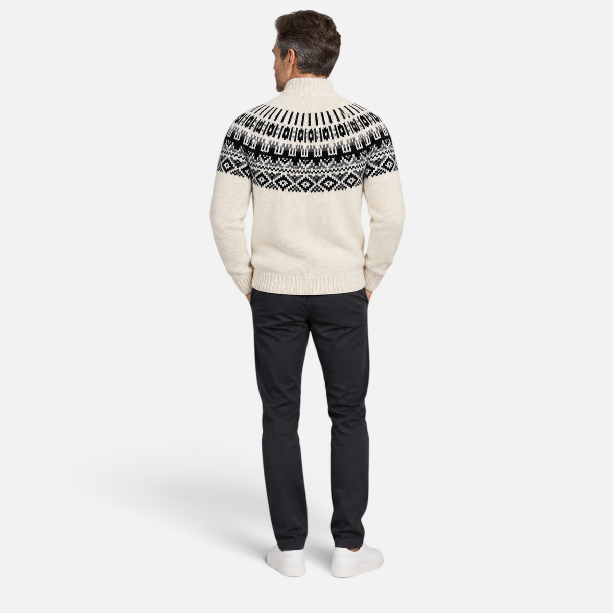 Valeniri | Men’s Fair Isle Knitted Cardigan – Nordic Full-Zip Jumper