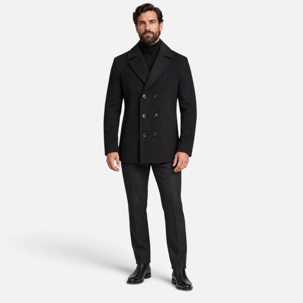 Valeniri | Men’s Wool Peacoat – Double Breasted Fitted Winter Coat