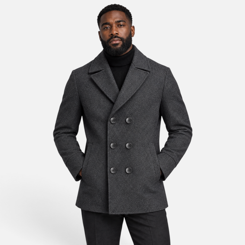 Valeniri | Men’s Wool Peacoat – Double Breasted Fitted Winter Coat