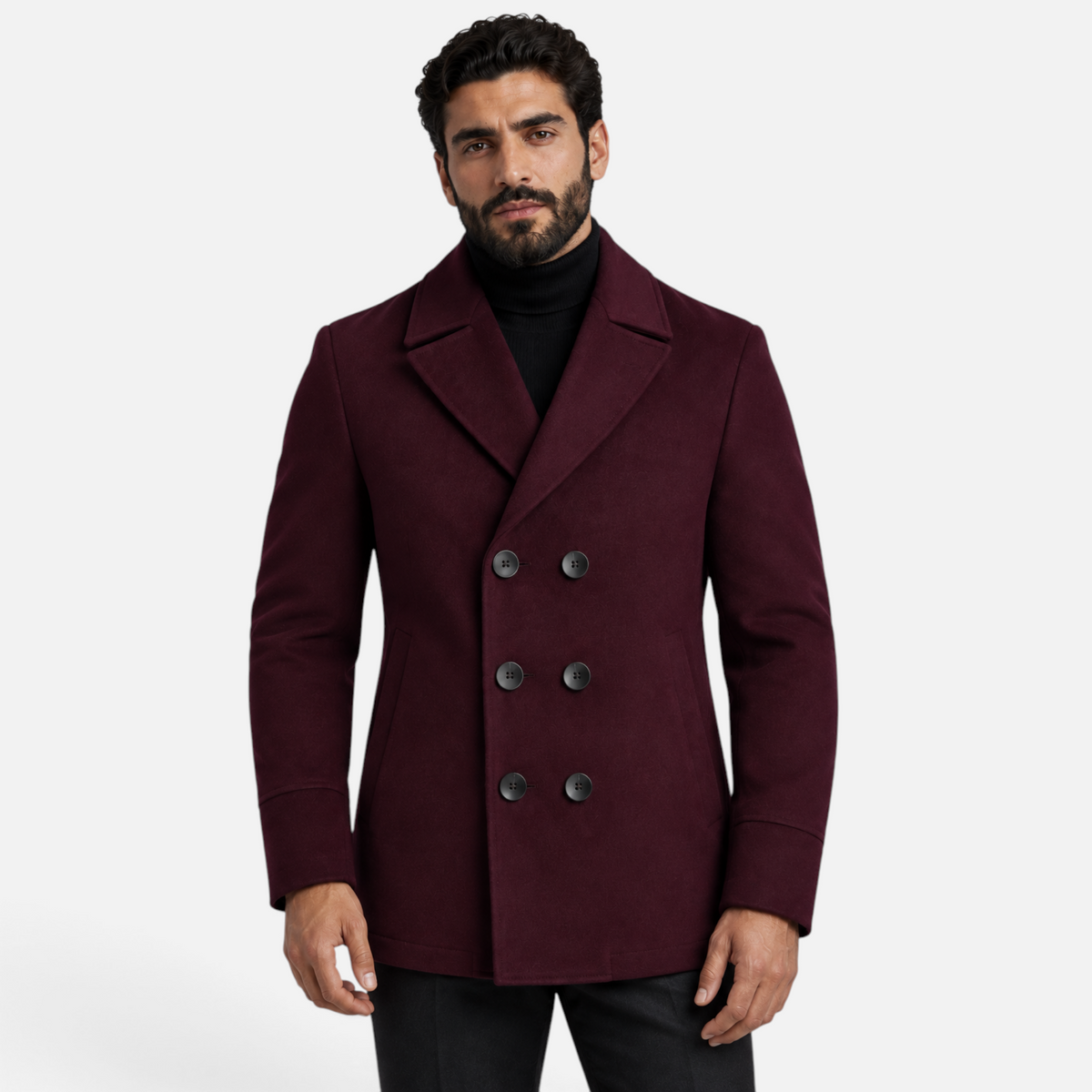 Valeniri | Men’s Wool Peacoat – Double Breasted Fitted Winter Coat