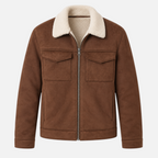 Valeniri | Men’s Faux Shearling Jacket – Slim Fit Suede Fur Collar Coat