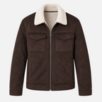 Valeniri | Men’s Faux Shearling Jacket – Slim Fit Suede Fur Collar Coat