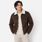 Valeniri | Men’s Faux Shearling Jacket – Slim Fit Suede Fur Collar Coat