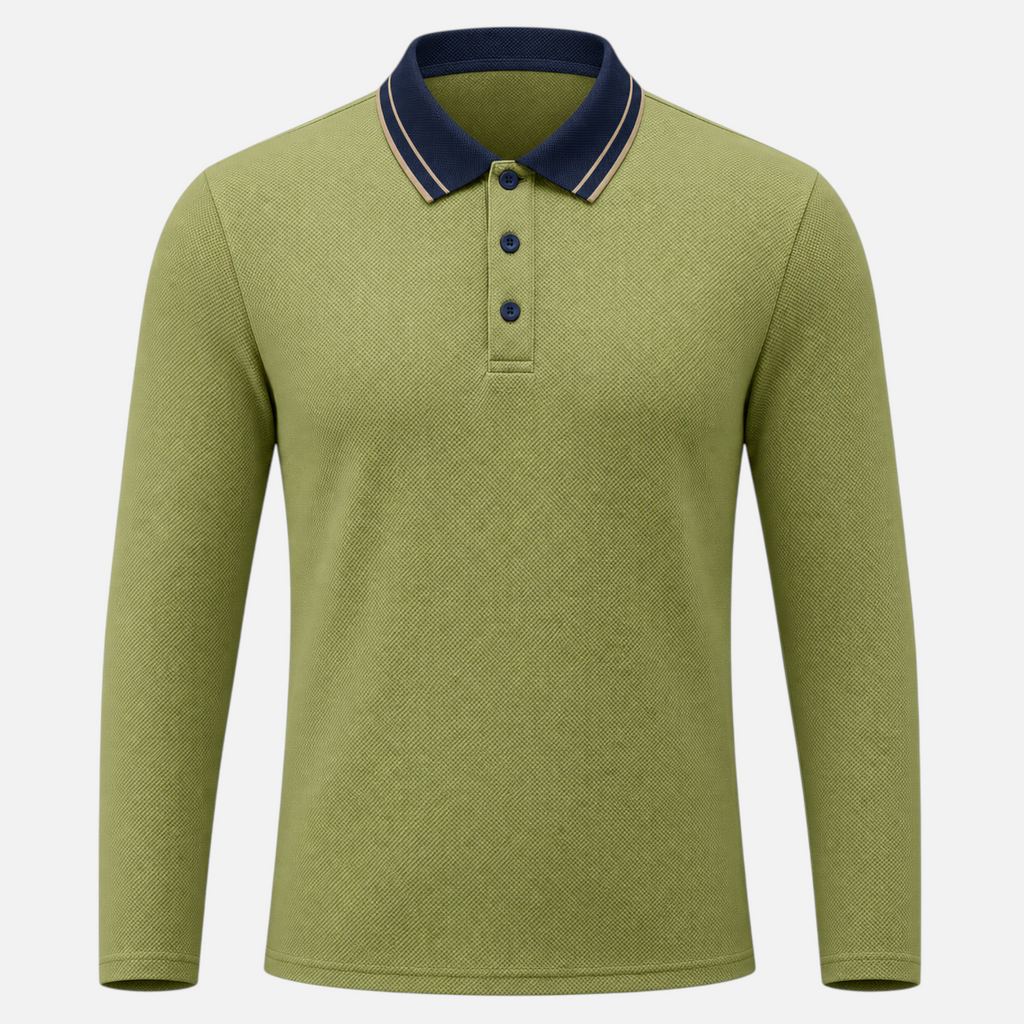 Valeniri | Men’s Long Sleeve Polo Shirt – Contrast Collar Polo Sweater