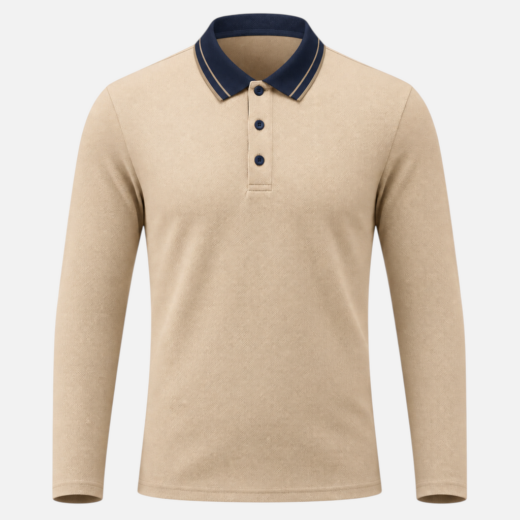 Valeniri | Men’s Long Sleeve Polo Shirt – Contrast Collar Polo Sweater