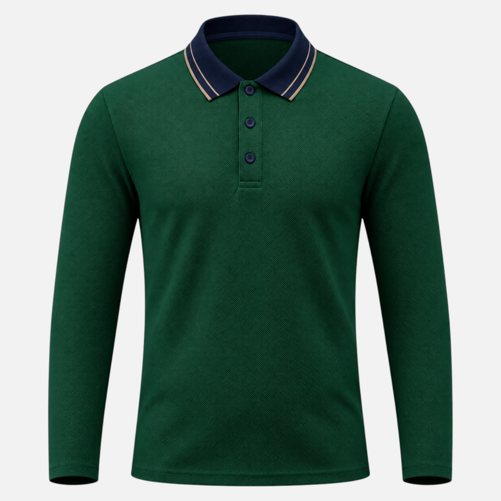 Valeniri | Men’s Long Sleeve Polo Shirt – Contrast Collar Polo Sweater