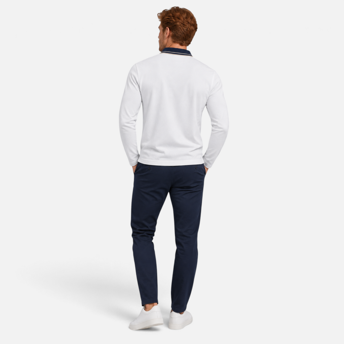 Valeniri | Men’s Long Sleeve Polo Shirt – Contrast Collar Polo Sweater