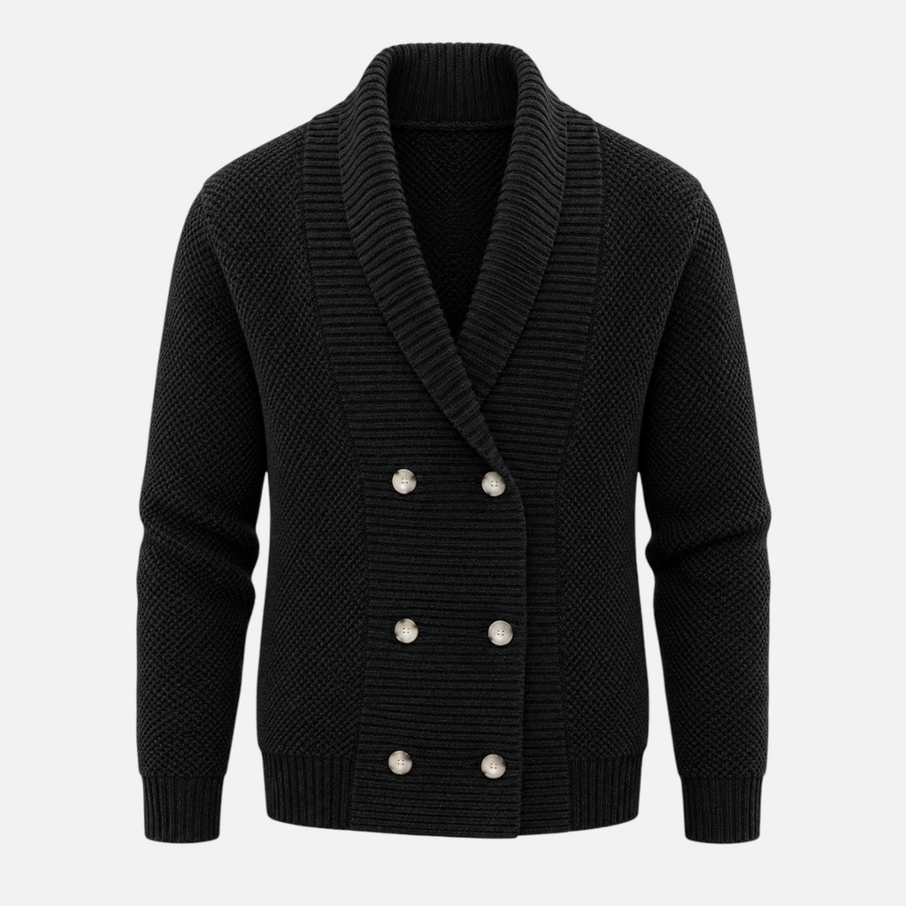 Valeniri | Men’s Shawl Collar Knit Cardigan – Double-Breasted Sweater