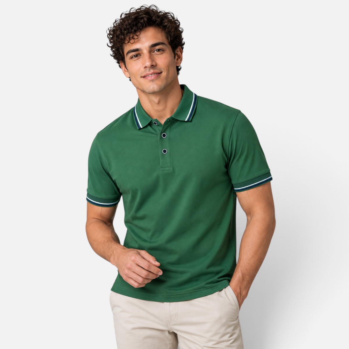 Valeniri | Men’s Polo Shirt – Short Sleeve Top with Striped Collar