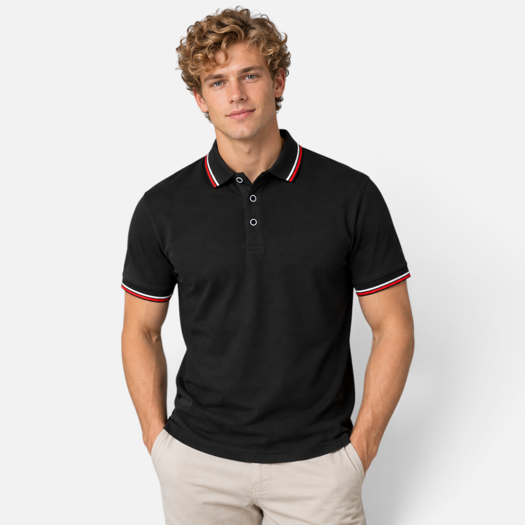 Valeniri | Men’s Polo Shirt – Short Sleeve Top with Striped Collar