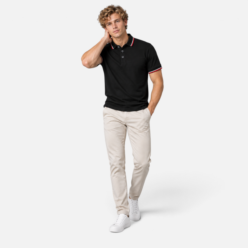 Valeniri | Men’s Polo Shirt – Short Sleeve Top with Striped Collar