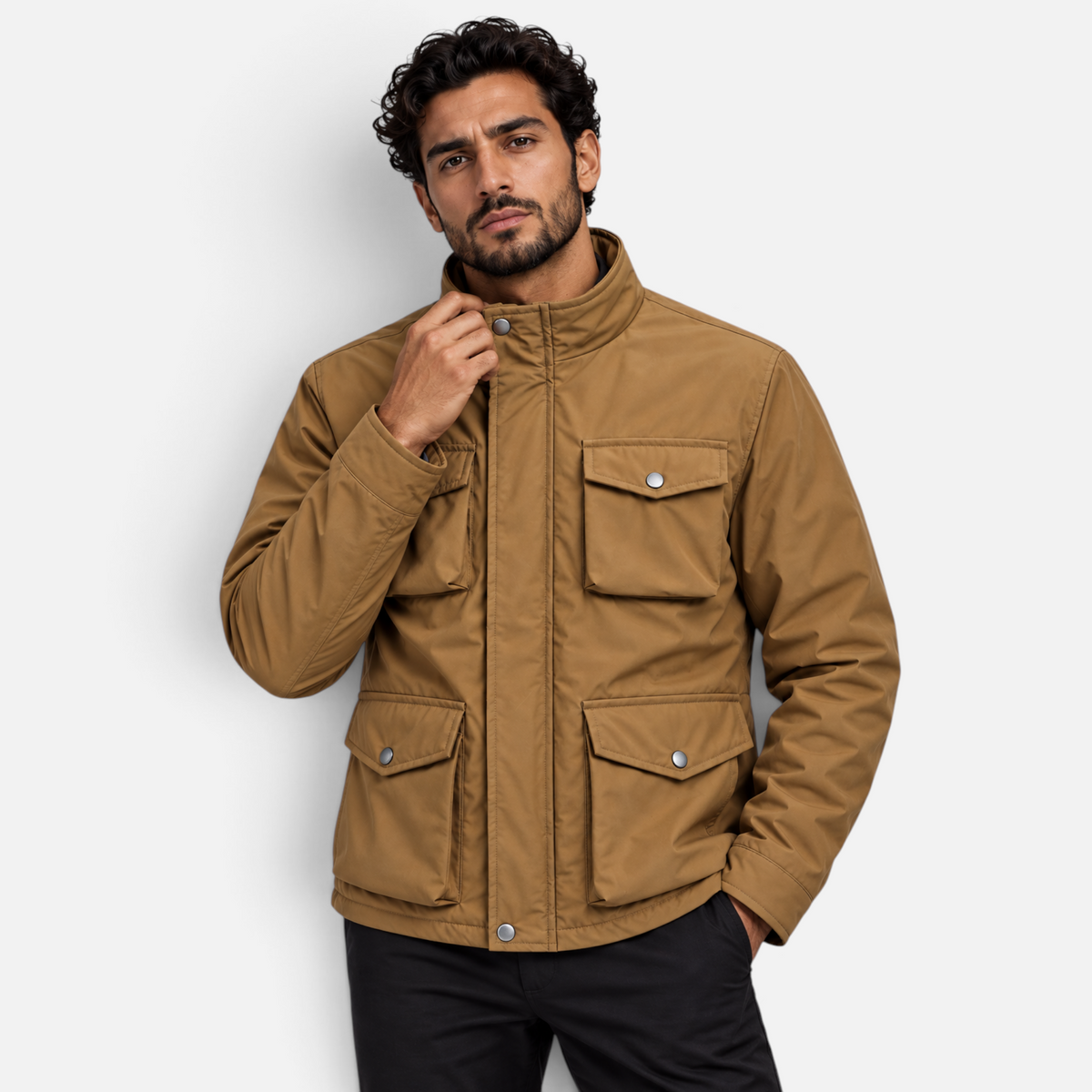 Valeniri | Men’s Field Jacket – Four-Pocket Stand Collar Coat