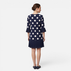 Valeniri | Women's Pleated Polka Dot Dress Short Sleeve Elegant Midi Dress
