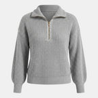 Valeniri | Women's Quarter Zip Knit Sweater Loose Fit Long Sleeve