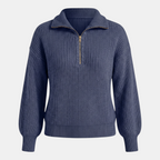 Valeniri | Women's Quarter Zip Knit Sweater Loose Fit Long Sleeve