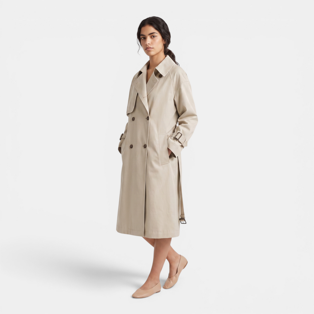 Valeniri | Women's Mid Length Trench Coat Belted Classic Outerwear