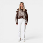Valeniri | Women's Knit Cardigan Sweater Classic Stripe Long Sleeve