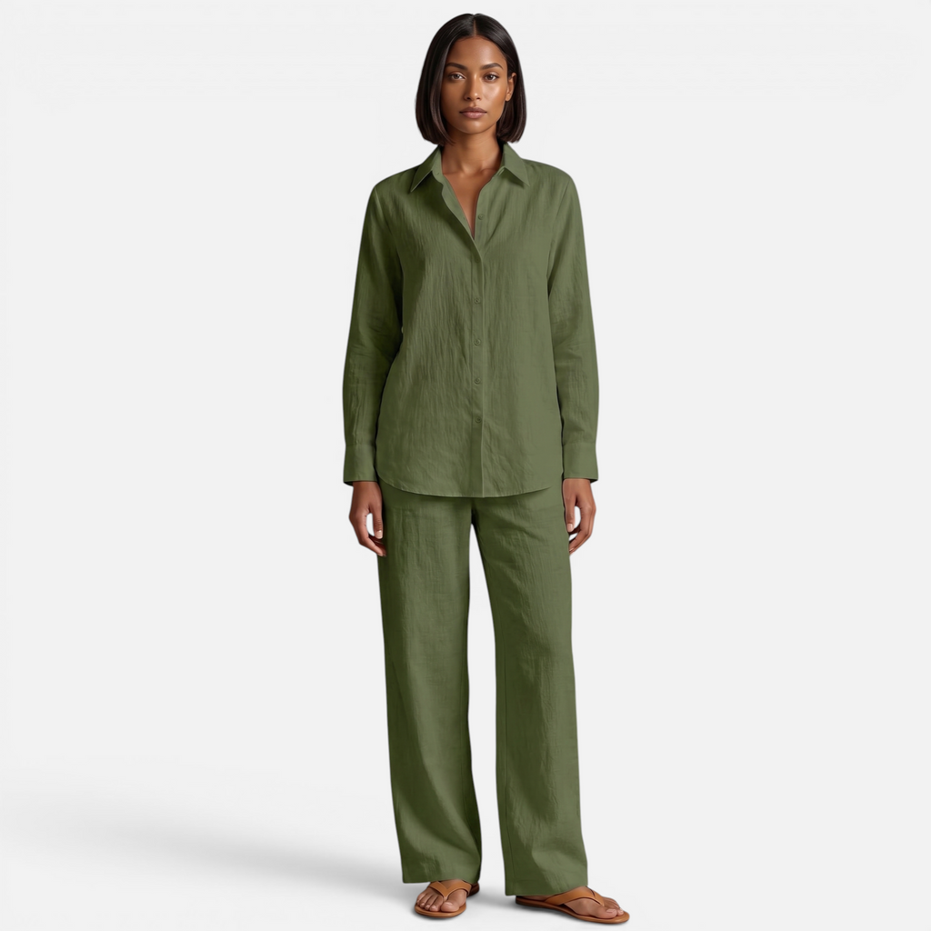 Valeniri | Women's Resort Cotton Linen Top and Pants Set Loose Fit