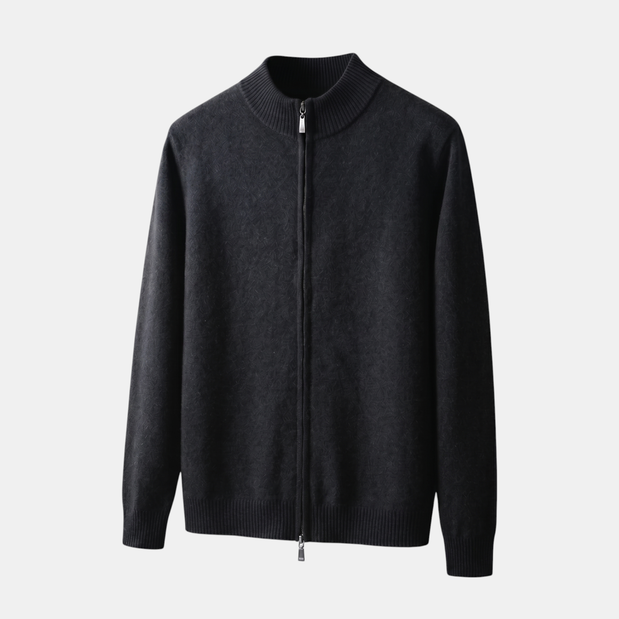 Valeniri | Men's Cashmere Wool Cardigan Thick Knit Zip-Up Stand Collar
