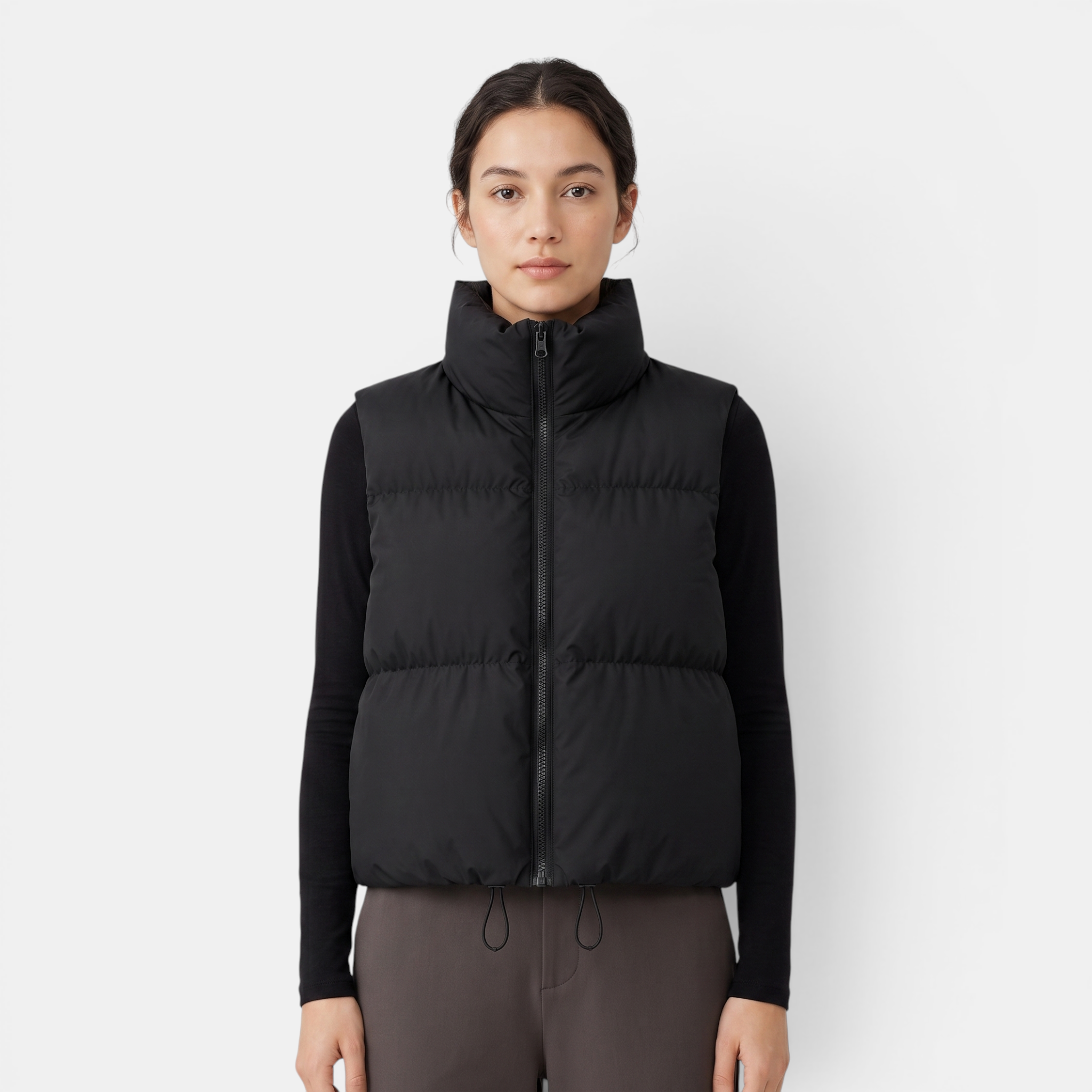 Women's Cotton Puffer Vest Warm Zip-Up Sleeveless Outerwear