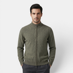 Valeniri | Men's Cashmere Wool Cardigan Thick Knit Zip-Up Stand Collar